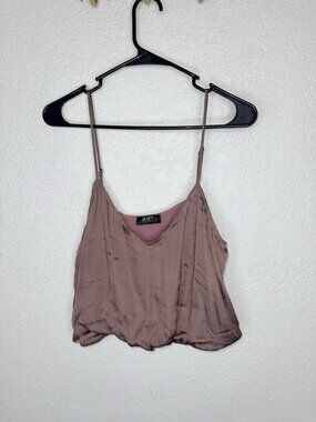 Reset Blouse Cropped Mauve Color Adjustable Straps Sateen Size Large C1